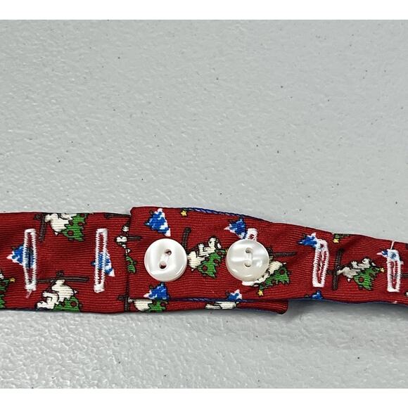 Brooks Brothers Silk Bow Tie Reversible Blue Polka Dots Red Polar Bear Skiing - Picture 4 of 8